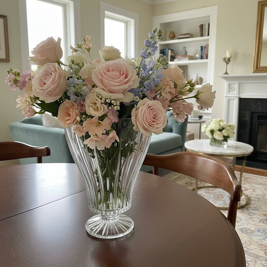 Jarrón Decorativo de Cristal Americano – St. George, Corte Estriado