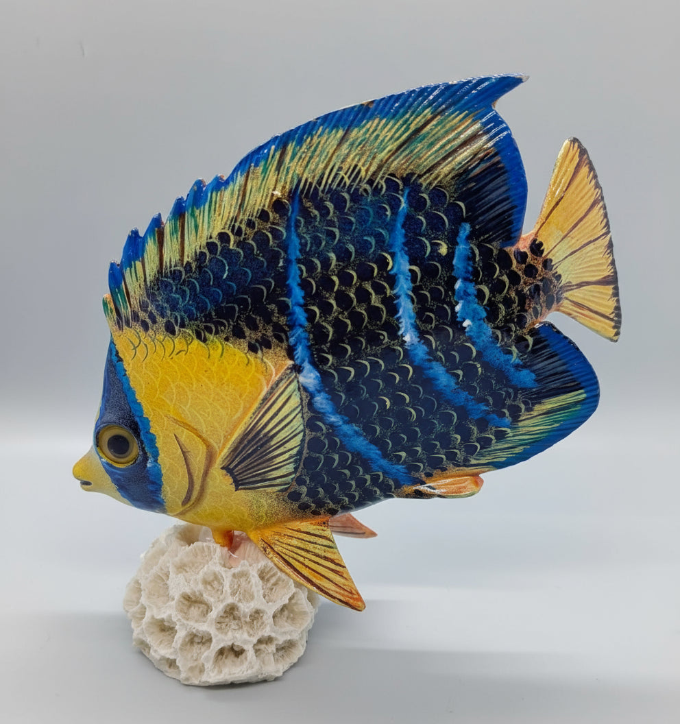 MCM Hand Carved Blue and Yellow Fish