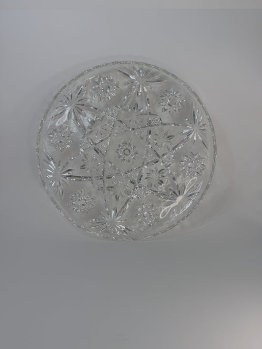 Plato de Vidrio Vintage con Motivos Estrella y Floral