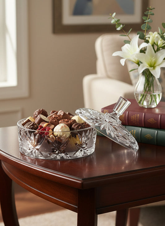 Dulcera de Cristal tallado con tapa