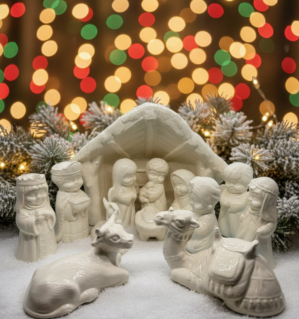 Nacimiento en cerámica blanca