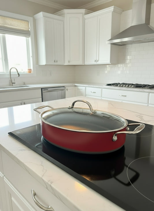 Caserola de aluminio con tapadera de vidrio