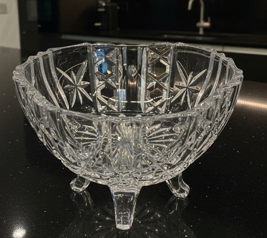 Bowl de Cristal Tallado – Vintage con Tres Patas
