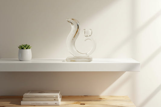 Candelabro vintage Dalzell Viking en vidrio transparente