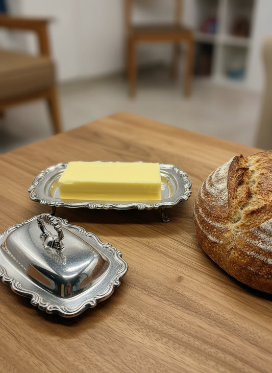 Porta mantequilla Vintage de plata