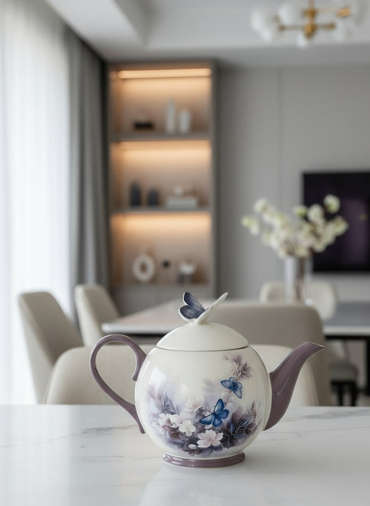 Tetera de Porcelana con Mariposas