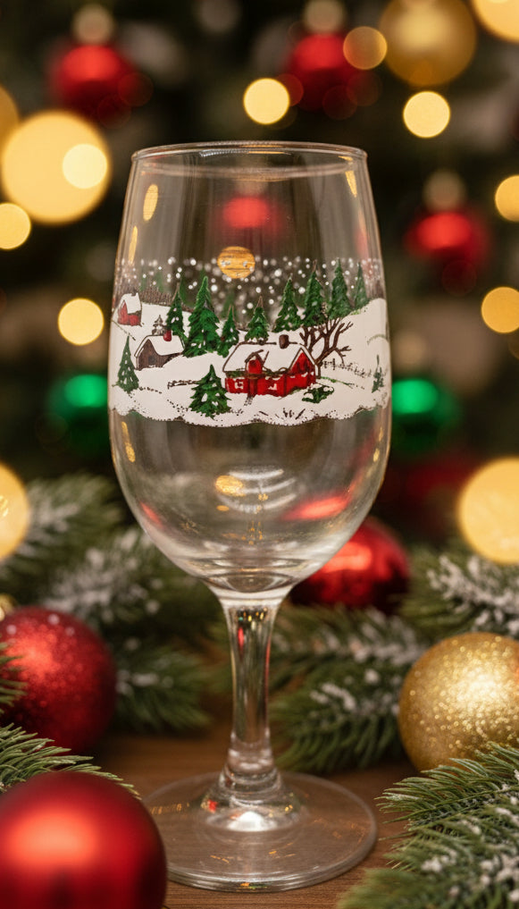 Copa Navideña – Libbey “Winter Village” (Vintage)