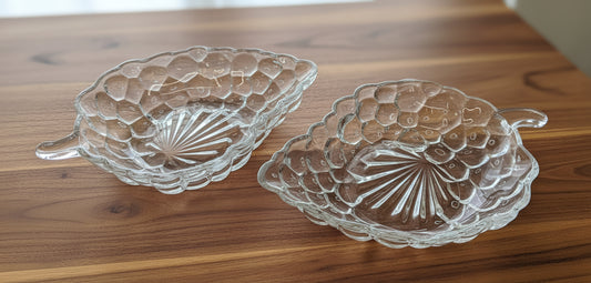Platos de Vidrio Vintage con Asa y Relieve Decorativo