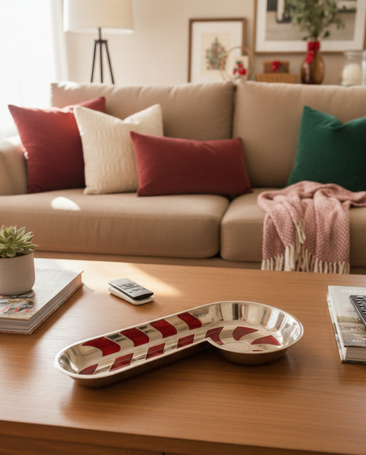 Bandeja Decorativa en Forma de Bastón de Caramelo