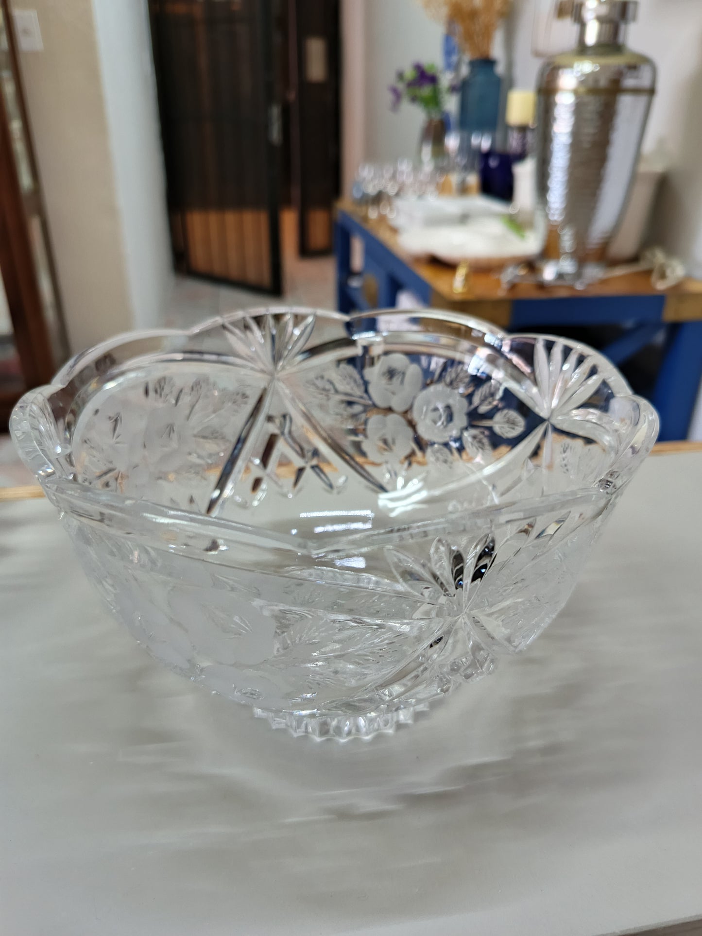 Bowl footed Vintage Imperlux, elaborado con cristal de plomo al 24% y cortado a mano