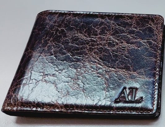 Billeteras bifold de cuero genuino con acabado vintage