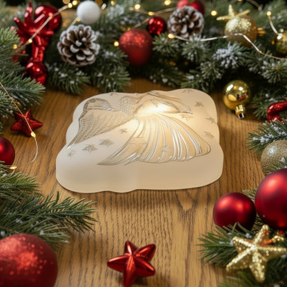 Plato Decorativo de Vidrio – Ángel y estrellas