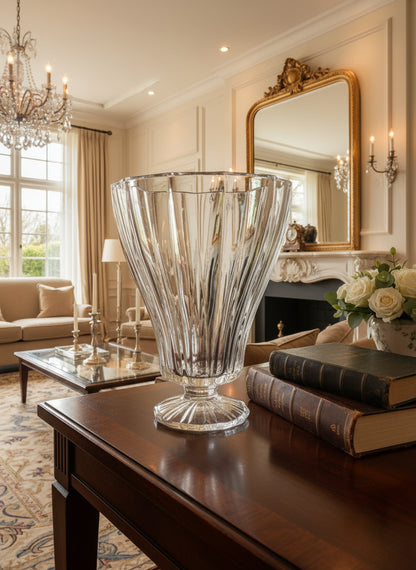 Jarrón Decorativo de Cristal Americano – St. George, Corte Estriado