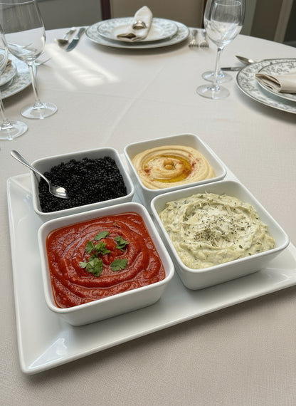 Set of 4 Bowls + Bandeja - Cerámica Blanca