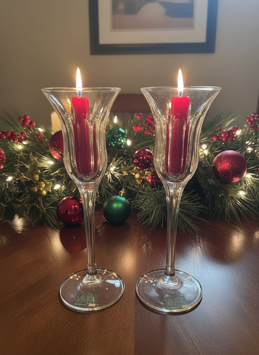 Mikasa - Candelabros de cristal vintage (set de 2)