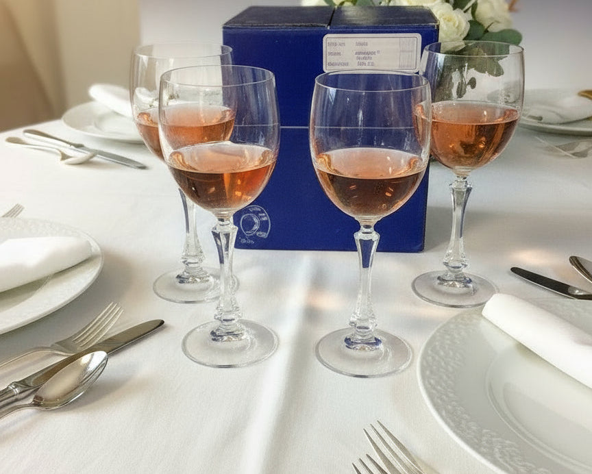 Copas de Cristal Towle – Más del 24% de Plomo, Tallo Facetado, Hechas en West Germany