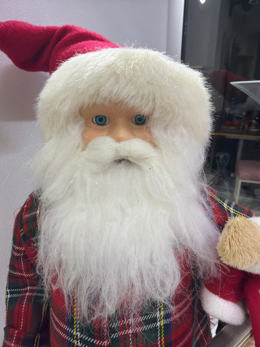Santa Claus de 40 cm, con diseño de pantuflas y reno, ideal para decoración de mesa en Navidad.