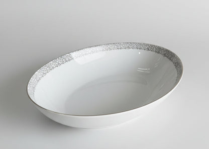 Vajilla de porcelana japonesa Arita – Diseño floral en gris plata