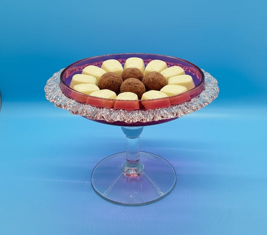 Bowl Vintage Cristal Ruby con Pedestal (Bombonera)