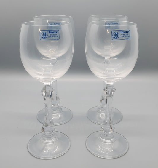 Copas de Cristal Towle – Más del 24% de Plomo, Tallo Facetado, Hechas en West Germany