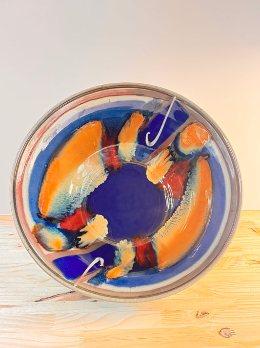 Bowl de cerámica hecho y pintado a mano 6” alto 14” de diámetro