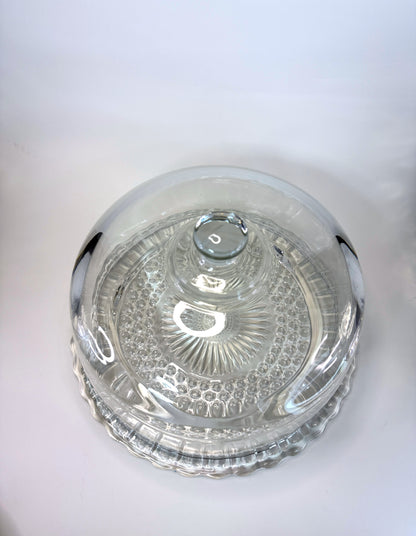 Plato para Pastel de Vidrio Prensado Vintage Indiana Glass