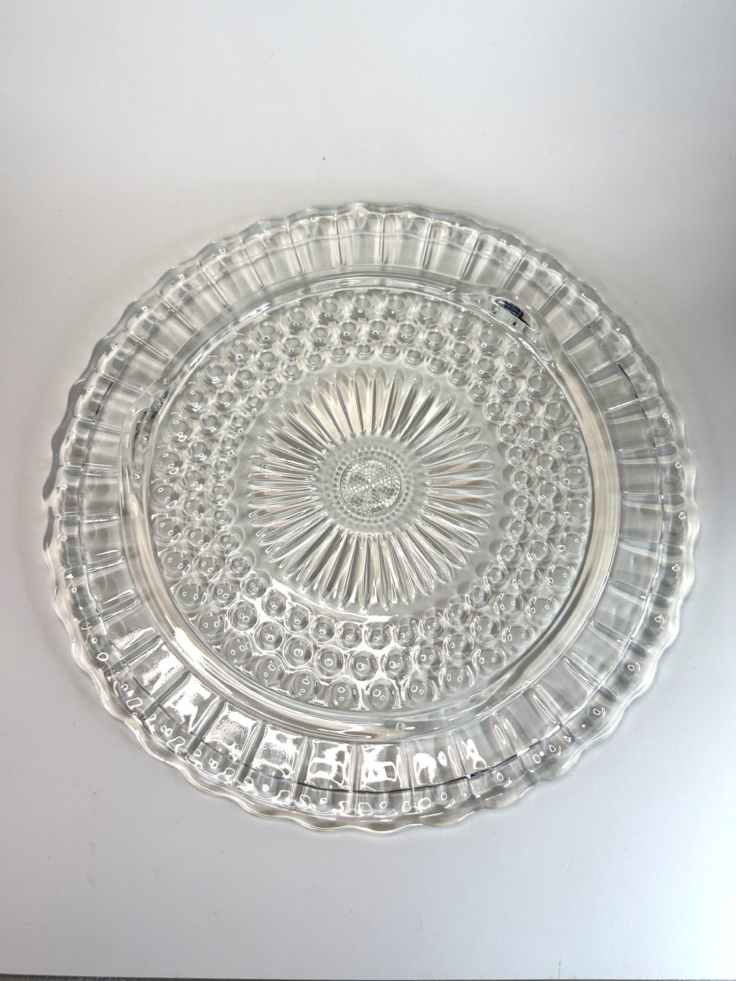 Plato para Pastel de Vidrio Prensado Vintage Indiana Glass
