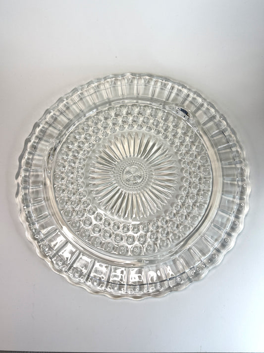 Plato para Pastel de Vidrio Prensado Vintage Indiana Glass