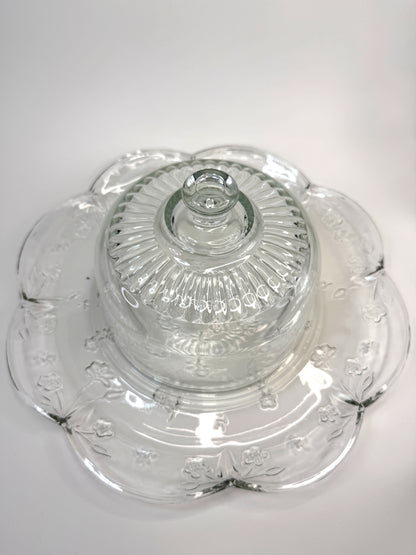 Plato de Vidrio con Cúpula Grabada