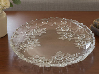 Plato Decorativo de Vidrio con Relieve Floral