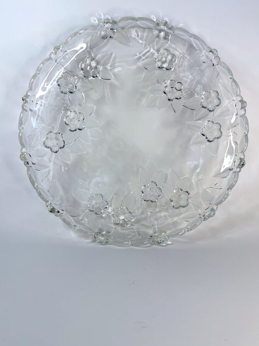 Plato Decorativo de Vidrio con Relieve Floral