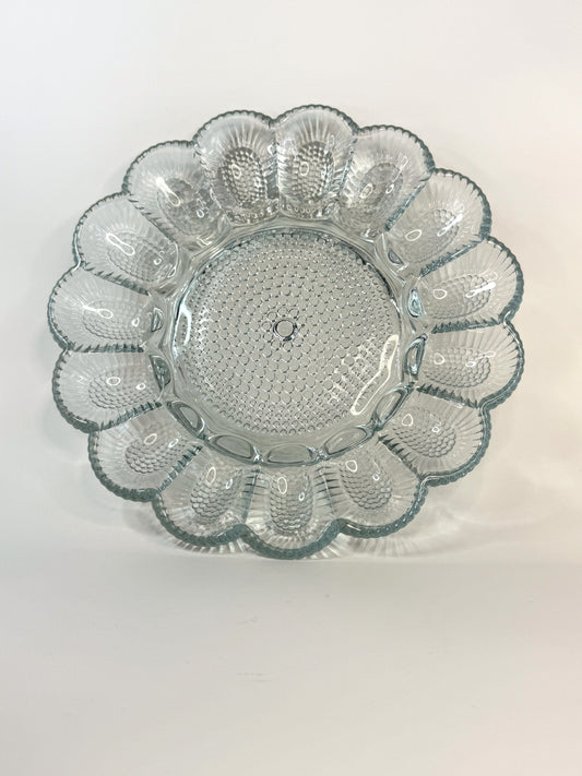 Plato de Vidrio Vintage con Borde Ondulado