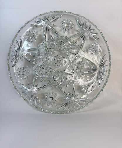 Plato de Vidrio Vintage con Motivos Estrella y Floral