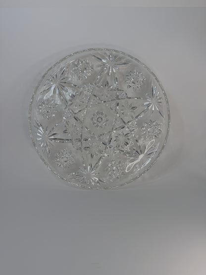Plato de Vidrio Vintage con Motivos Estrella y Floral