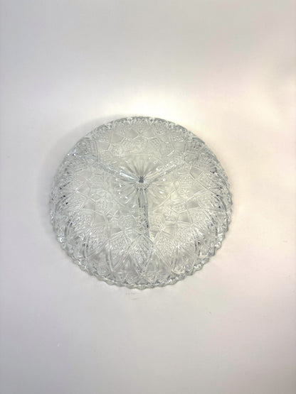 Bowl de Vidrio Vintage con Divisiones y Borde Ondulado