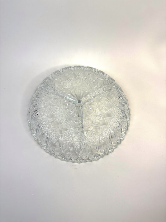 Bowl de Vidrio Vintage con Divisiones y Borde Ondulado