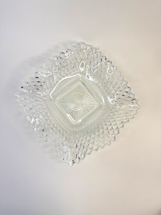 Plato Cuadrado de vidrio Tallado