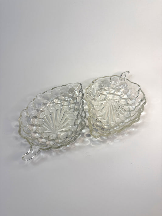 Platillos de Vidrio Vintage con Asa y Relieve Decorativo