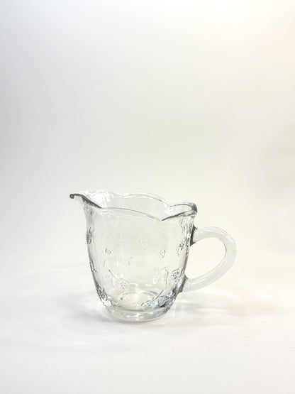 Conjunto de Jarra y Bombonera en Cristal Prensado Floral