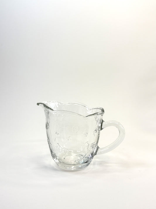 Conjunto de Jarra y Bombonera en Cristal Prensado Floral