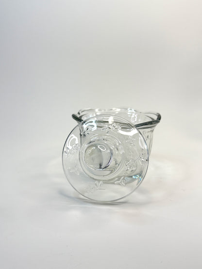 Conjunto de Jarra y Bombonera en Cristal Prensado Floral