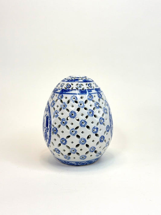 Jarrón de Cerámica Azul y Blanca