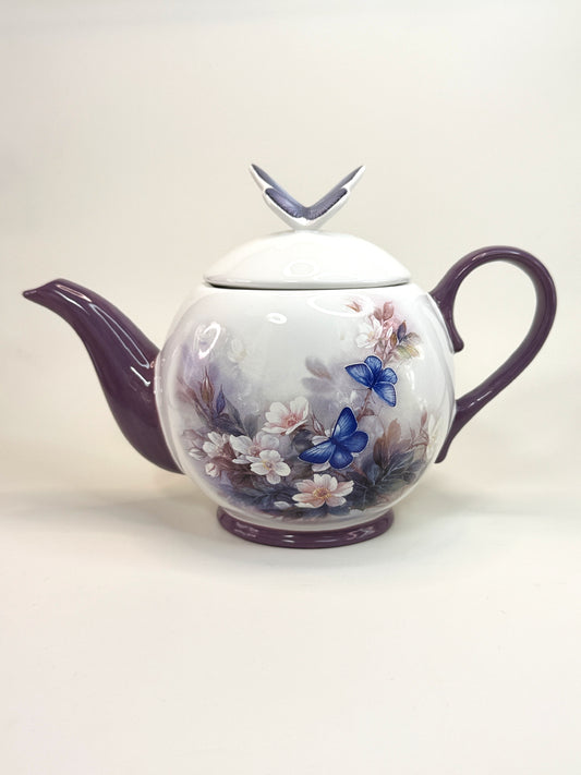 Tetera de Porcelana con Mariposas