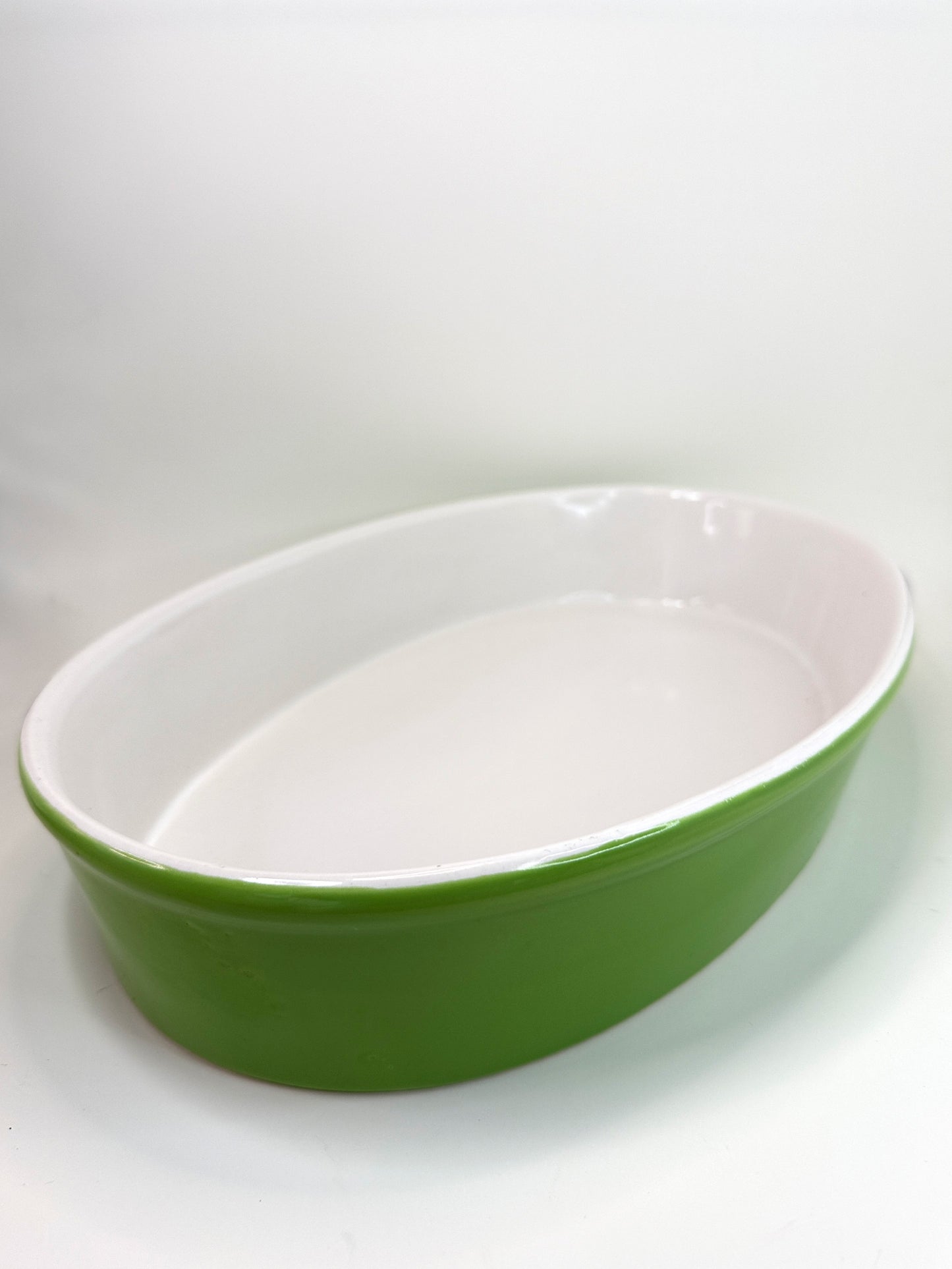 Fuente Ovalada Verde y Blanca - Verde Limon