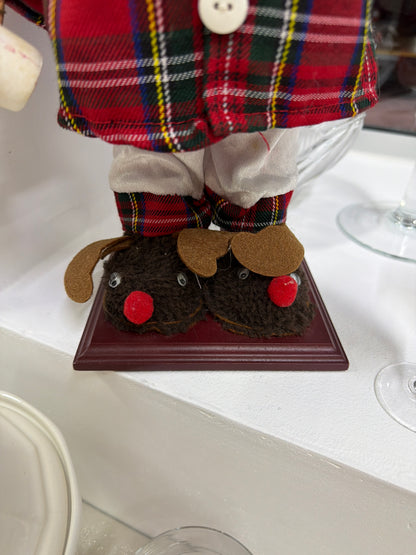 Santa Claus de 40 cm, con diseño de pantuflas y reno, ideal para decoración de mesa en Navidad.