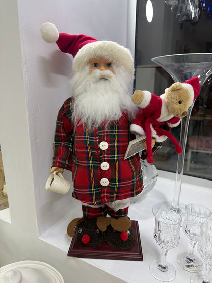Santa Claus de 40 cm, con diseño de pantuflas y reno, ideal para decoración de mesa en Navidad.