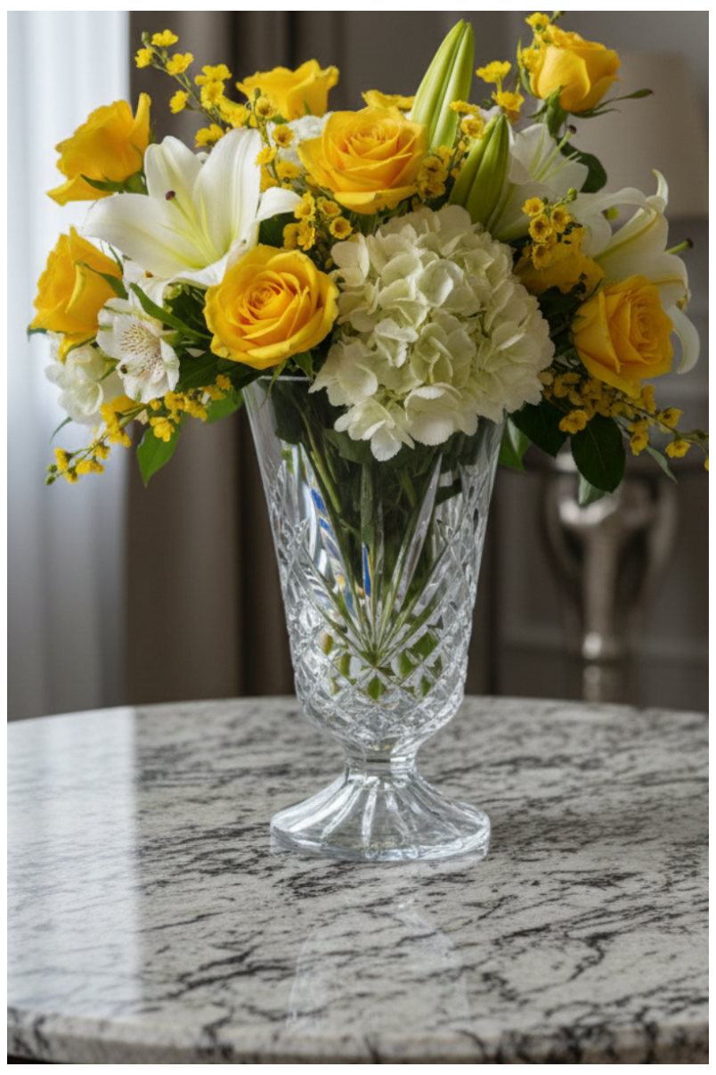 Florero 8” tall CRISTAL D'ARQUES DURAND Villemont Crystal Footed Flower Vase RARE