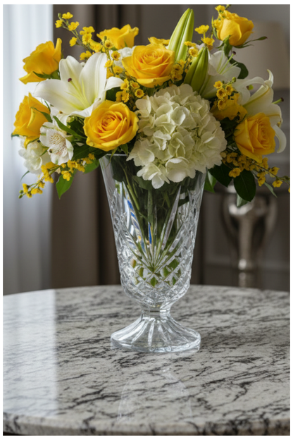 Florero 8” tall CRISTAL D'ARQUES DURAND Villemont Crystal Footed Flower Vase RARE