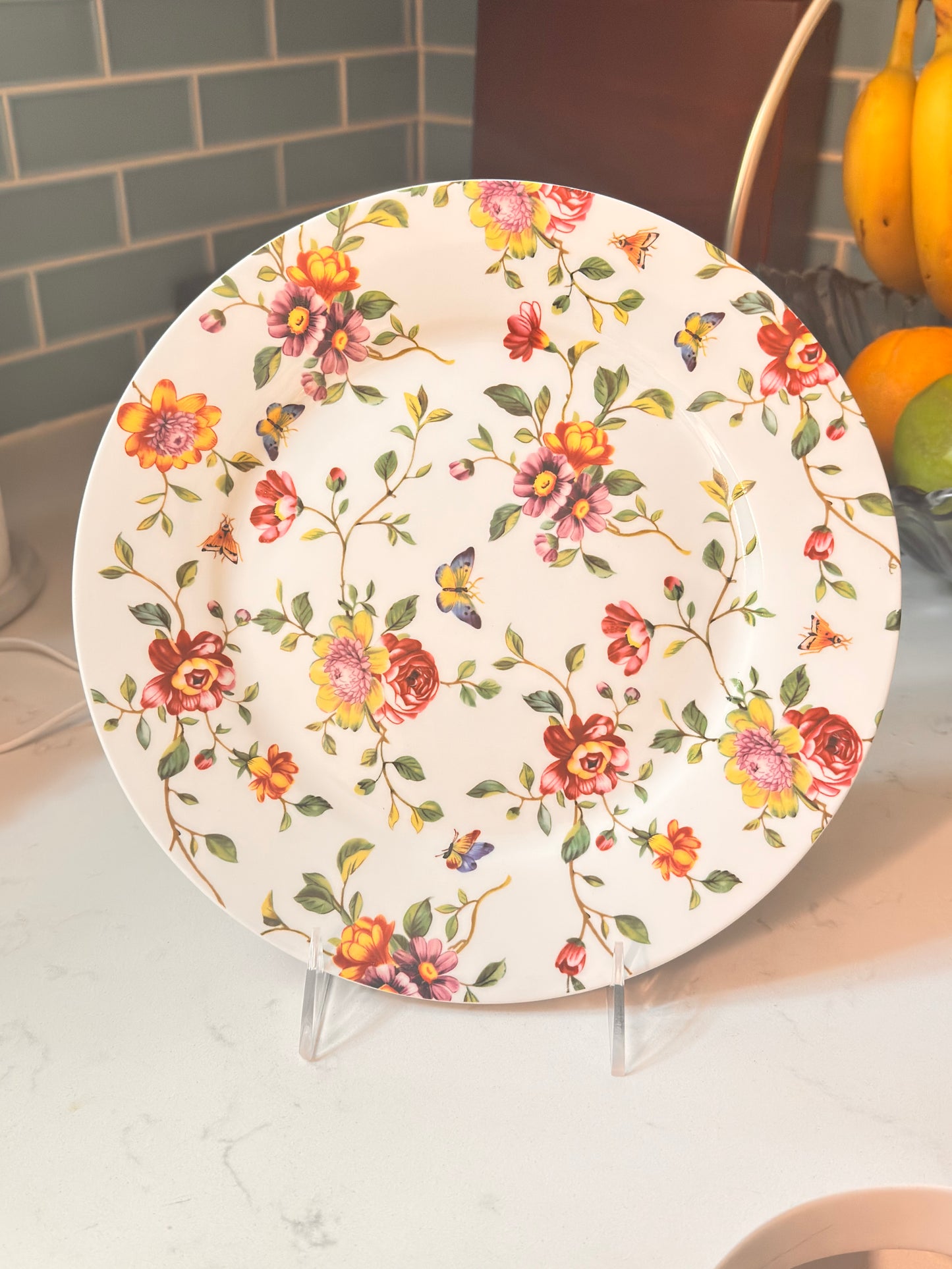 Set de 4 Platos Gracie Bone China Sweet Pea Vine (8 pulgadas)