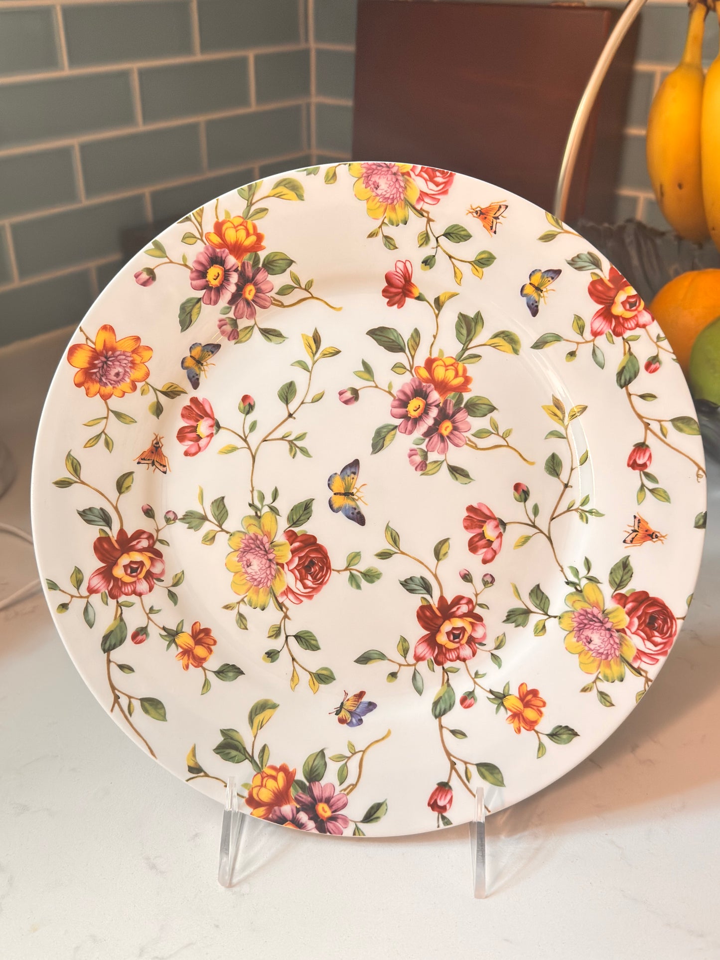 Set de 4 Platos Gracie Bone China Sweet Pea Vine (8 pulgadas)